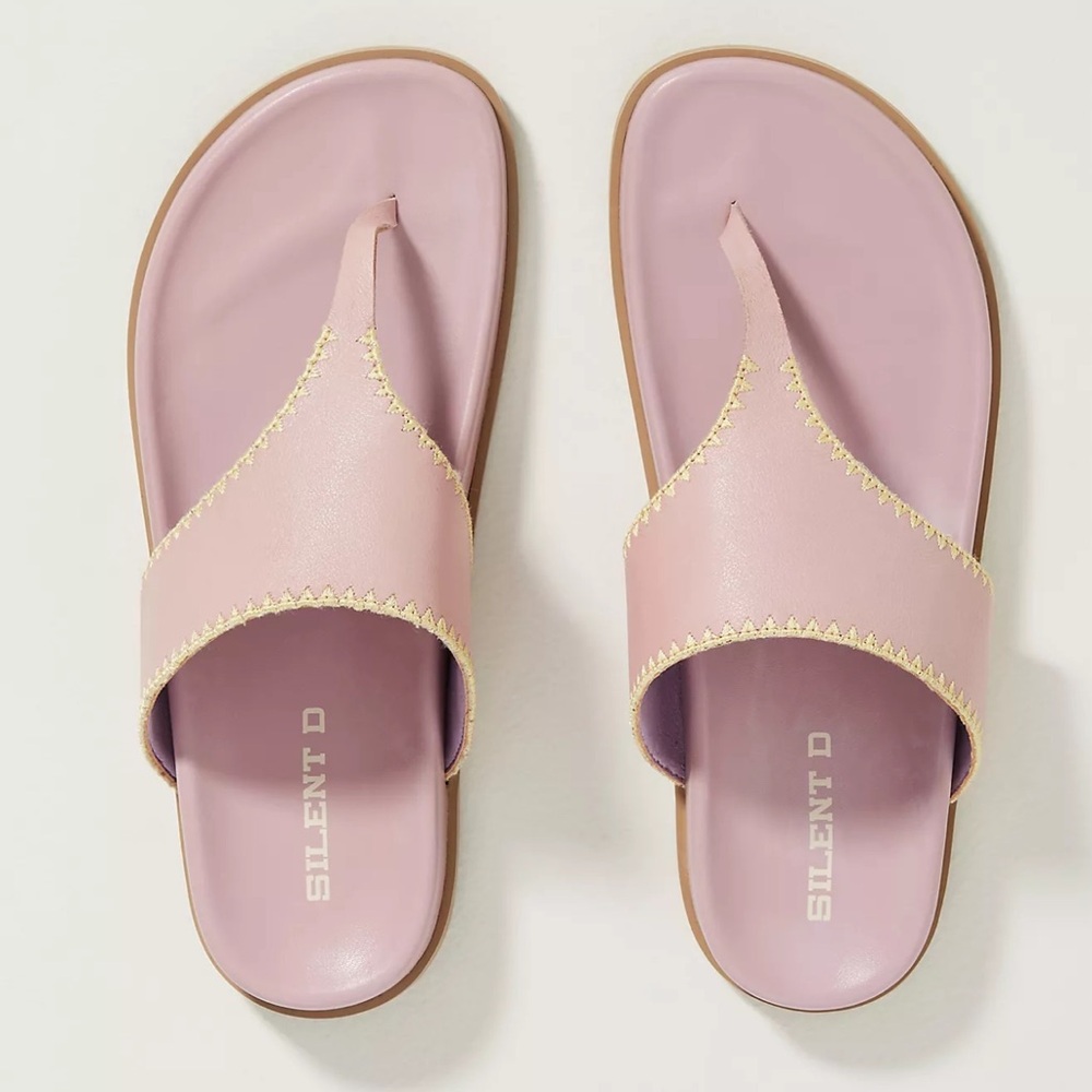 Anthropologie Silent D Leather Flip Flop Lilac Women's Sandals NWT Size 7